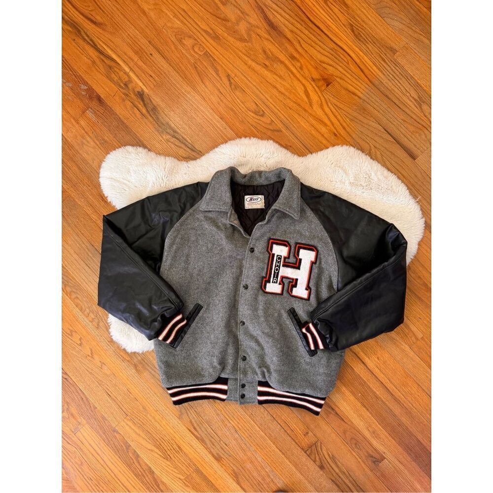 Vintage Neff Wool and Leather Varsity Choir Letterman Jacket Size XL